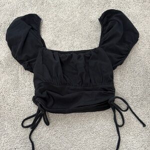 Hollister Black Puff Sleeve Crop Top